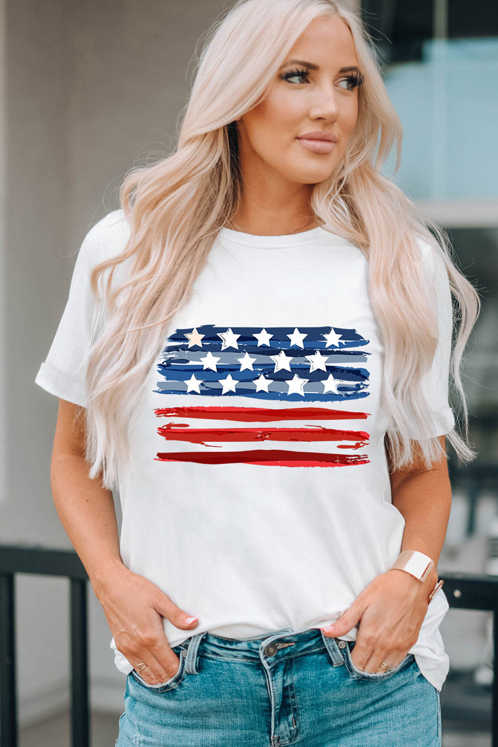 White American Flag Graphic Fashion Tee Graphic Tees JT's Designer Fashion