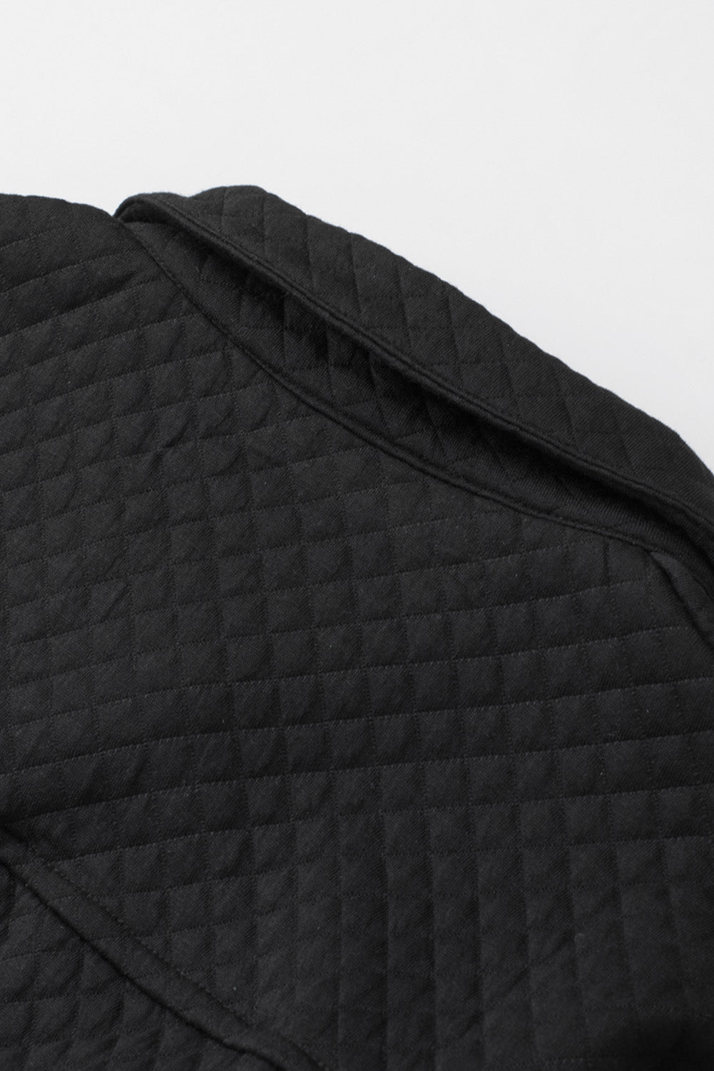 Black Retro Quilted Flap Pocket Button Shacket Jackets JT's Designer Fashion
