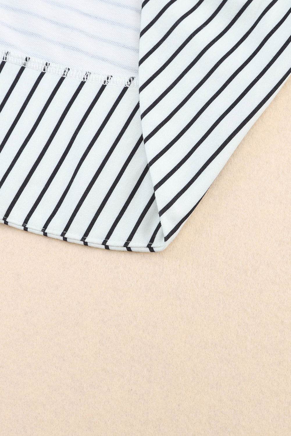 White Striped Thumbhole Drop Shoulder V Neck Top Long Sleeve Tops JT's Designer Fashion