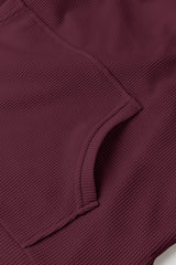 Red Dahlia Waffle Knit Fleece Lined High Low Oversized Hoodie Sweatshirts & Hoodies JT's Designer Fashion