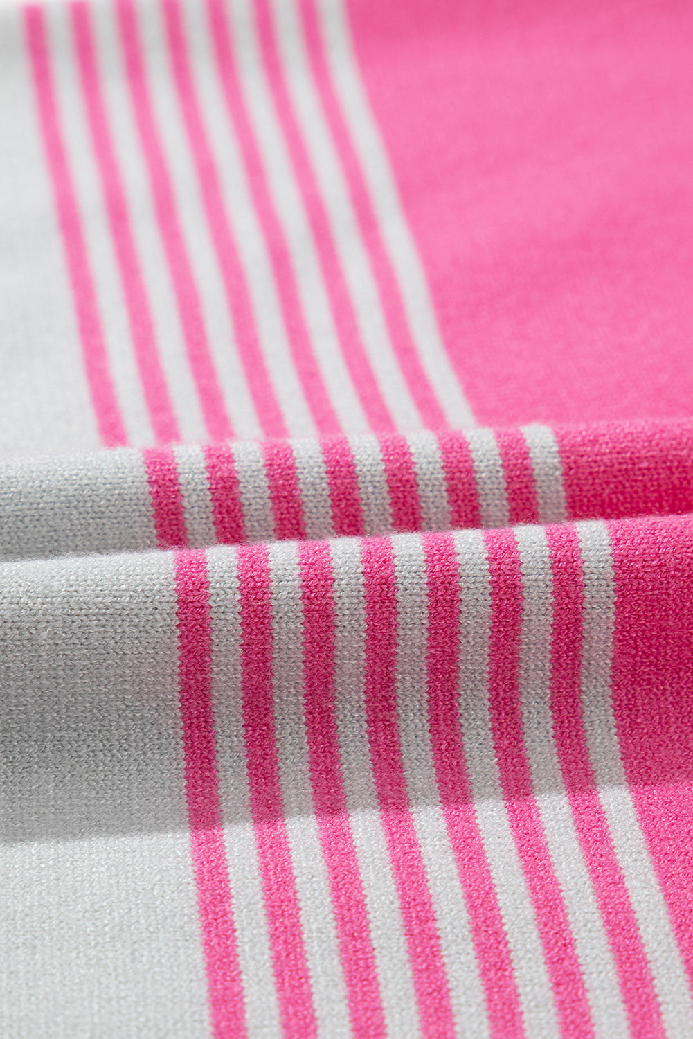 Rose Striped Knit Patch Pocket Drop Shoulder Sweater Sweaters JT's Designer Fashion