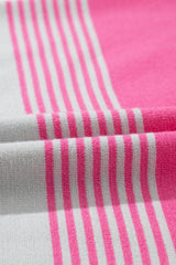 Rose Striped Knit Patch Pocket Drop Shoulder Sweater Sweaters JT's Designer Fashion