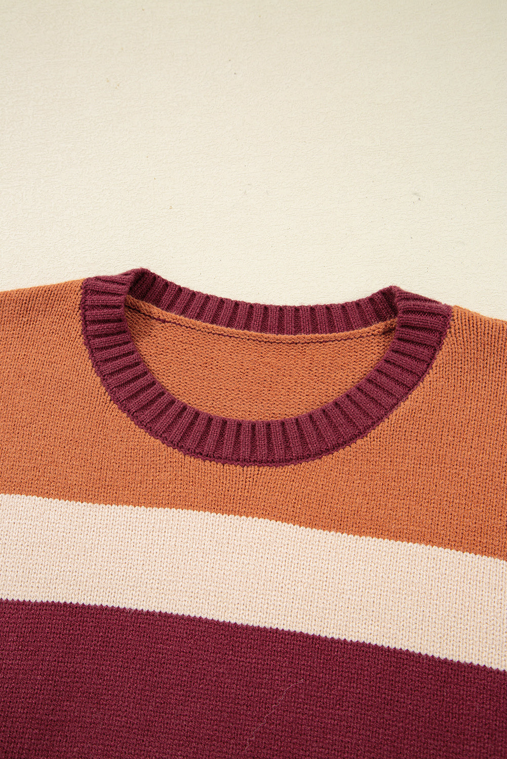 Brown Checkered Color Block Knitted Drop Shoulder Sweater Sweaters JT's Designer Fashion