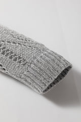 Gray Hollow-out Openwork Knit Cardigan Cardigans JT's Designer Fashion