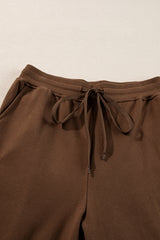 Coffee Solid Color High Low Pullover and Skinny Pants Set Pant Sets JT's Designer Fashion