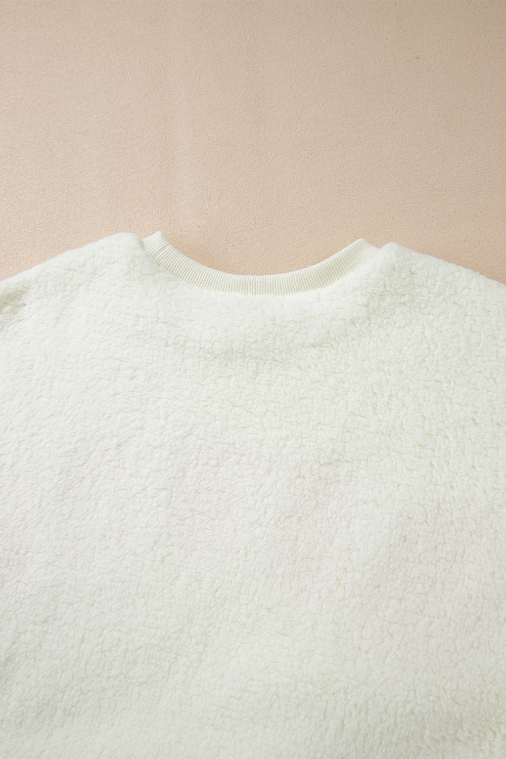 Beige Sherpa HOWDY Patched Pullover Sweatshirt Sweatshirts & Hoodies JT's Designer Fashion