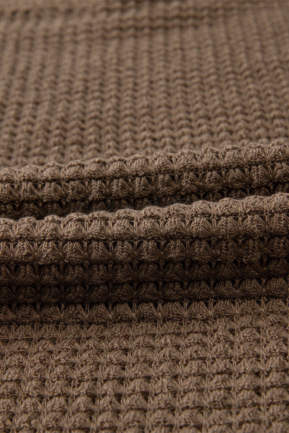 Dark Brown Waffle Knit Drop Shoulder Long Sleeve Top Long Sleeve Tops JT's Designer Fashion