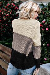 Black Color Block Netted Texture Pullover Sweater Sweaters & Cardigans JT's Designer Fashion