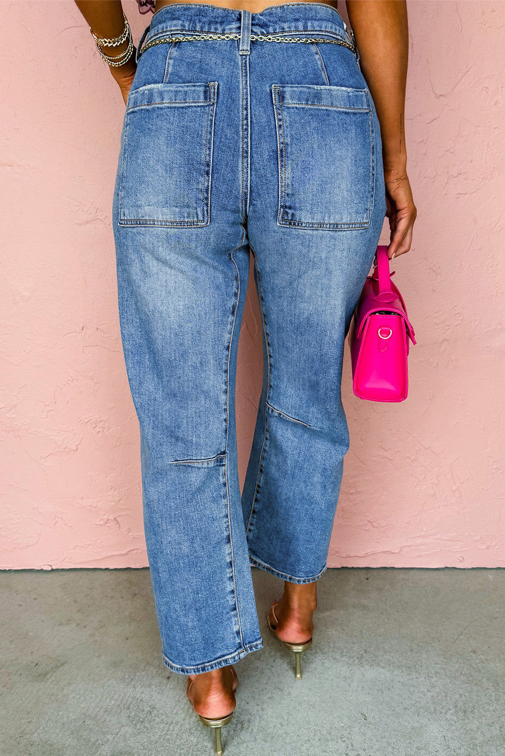 Dusk Blue High Waist Straight Leg Ankle Jeans Jeans JT's Designer Fashion