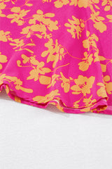 Pink Floral Print Drawstring Tunic Flowy Short Dress Floral Dresses JT's Designer Fashion