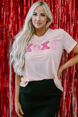 Pink Valentines Shiny XOXO Graphic T-shirt Graphic Tees JT's Designer Fashion