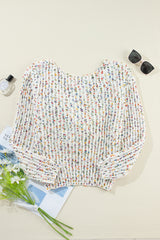 White Confetti Reversible Twist Sweater Sweaters JT's Designer Fashion