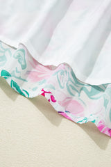 White Floral Print Ric-rac Trim Square Neck Plus Size Mini Dress Plus Size Mini Dresses JT's Designer Fashion