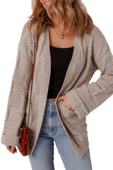 Delicacy Textured Knit Open Front Chic Cardigan with Pockets Cardigans JT's Designer Fashion