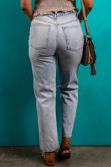 Beau Blue Acid Wash Straight Jeans Jeans JT's Designer Fashion