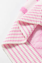 Pink Rhombus Pattern Knit Open Front Pocketed Cardigans Cardigans JT's Designer Fashion