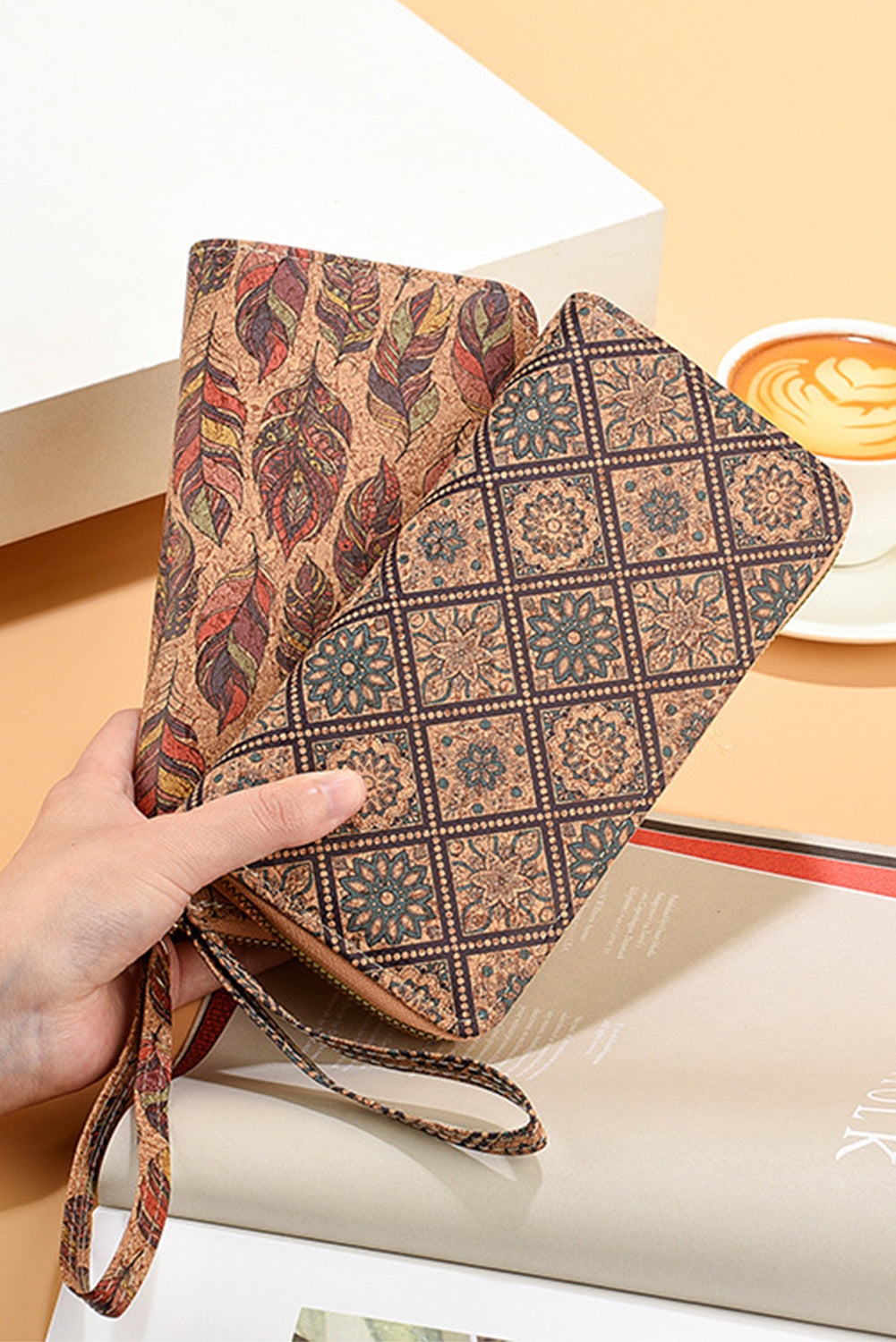 Brown Western Pattern Print Wristlet PU Leather Wallet Handbags JT's Designer Fashion
