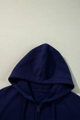 Navy Blue Solid Color Fleece Lined Zip up Hoodie Sweatshirts & Hoodies JT's Designer Fashion