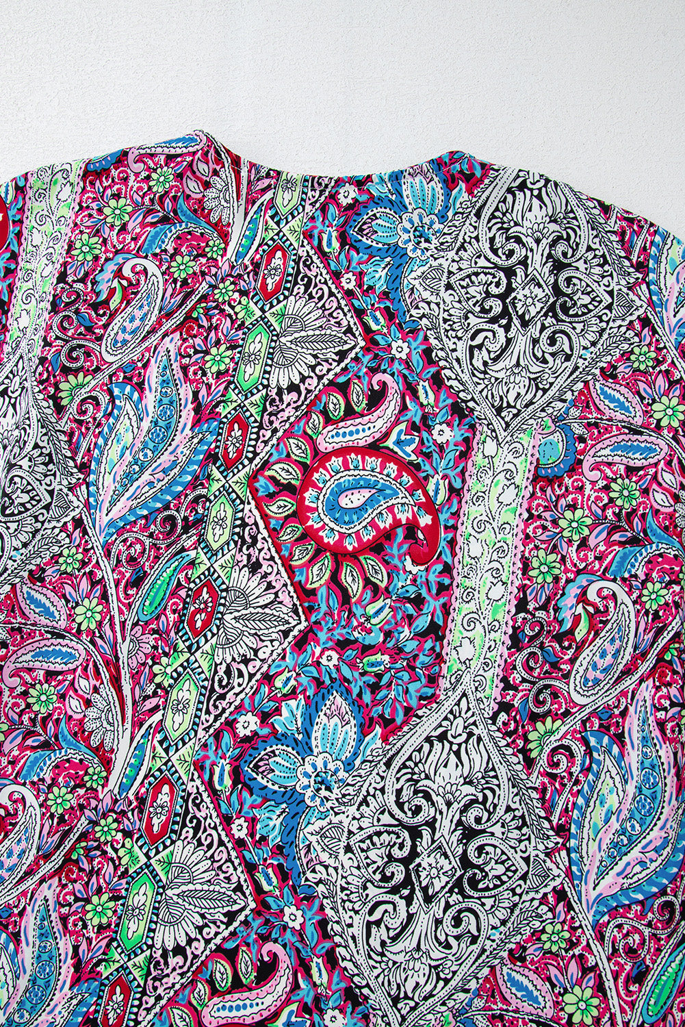Red Paisley Print Open Front Kimono Kimonos JT's Designer Fashion