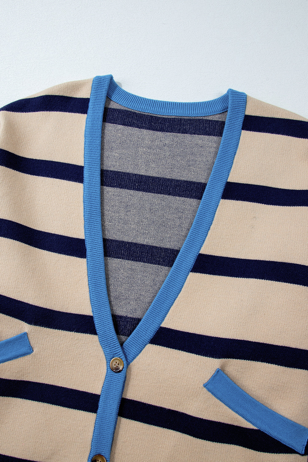 White Colorblock Drop Shoulder Buttoned Loose Cardigan Cardigans JT's Designer Fashion