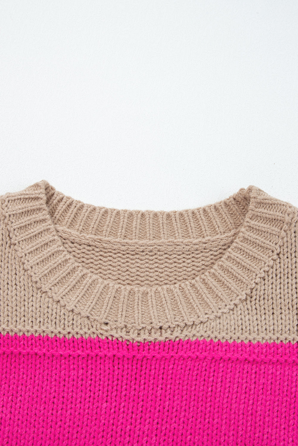 Khaki Stripe Color Block PLus Size Drop Shoulder Sweater Plus Size Sweaters & Cardigans JT's Designer Fashion