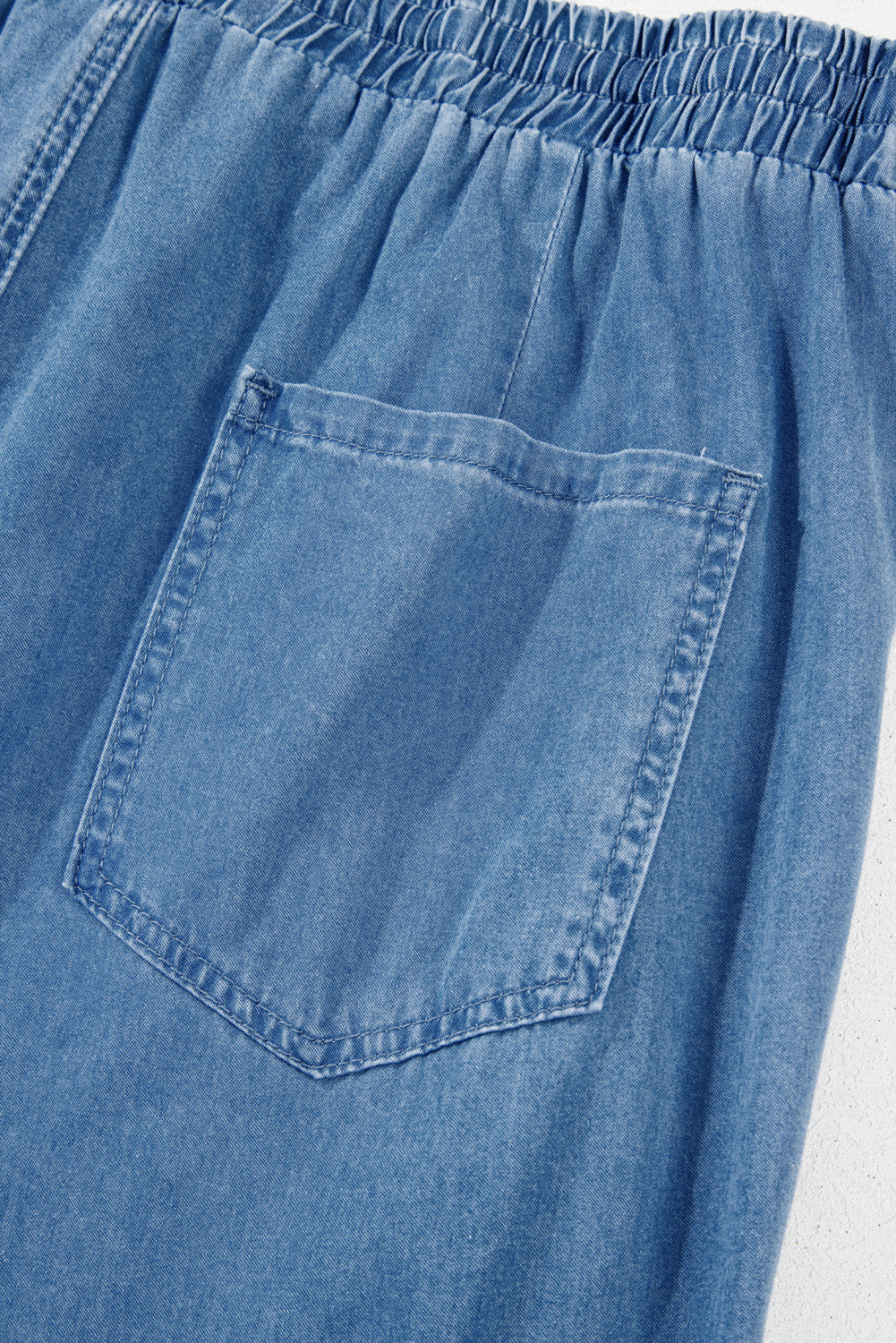 Dusk Blue Drawstring Waist Pocketed Plus Size Denim Joggers Plus Size Bottoms JT's Designer Fashion