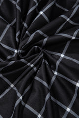 Black Plaid Colorblock Edge Open Cardigan with Pocket Cardigans JT's Designer Fashion