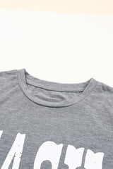 Gray CASH Letter Print T Shirt Graphic Tees JT's Designer Fashion
