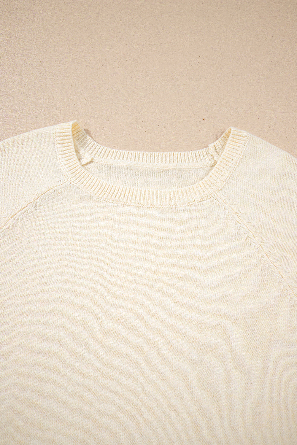 White Buttoned Bishop Sleeve Crew Neck Sweater Sweaters JT's Designer Fashion