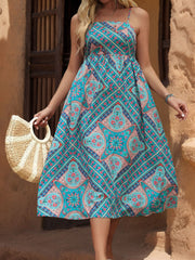Printed Spaghetti Strap Midi Dress Midi Dresses JT's Designer Fashion
