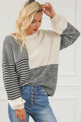 Black Neutral Colorblock Tie Back Sweater Sweaters & Cardigans JT's Designer Fashion