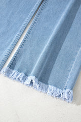Myosotis Acid Washed High Rise Cropped Wide Leg Jeans Jeans JT's Designer Fashion