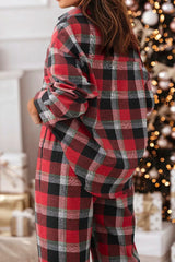 Plaid Long Sleeve Top and Pants Lounge Set Sleepwear JT's Designer Fashion