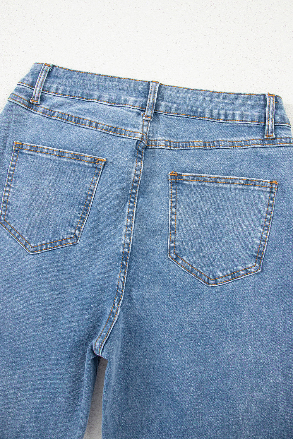 Blue Mid Rise Asymmetrical Waist Wide Leg Jeans Jeans JT's Designer Fashion