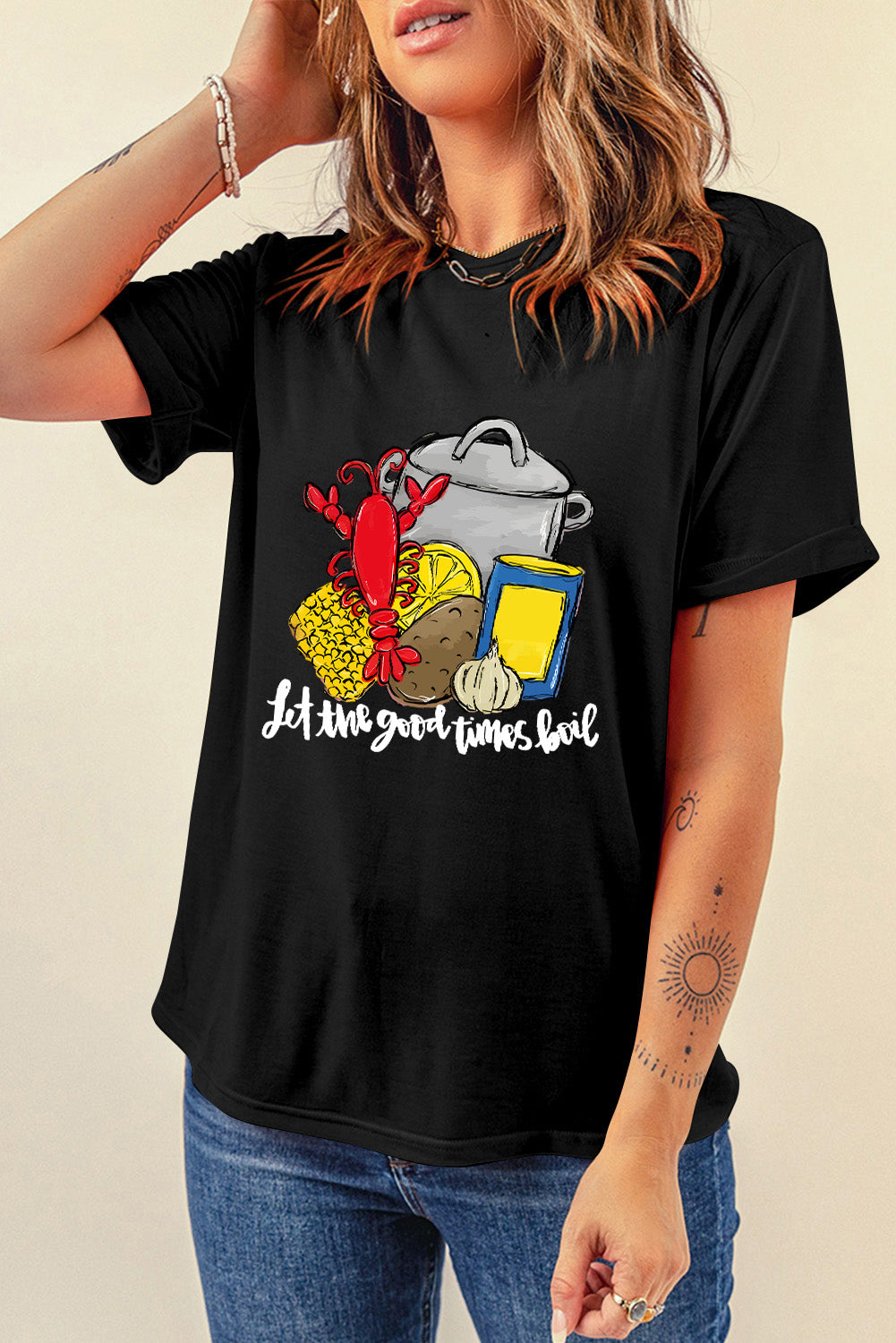 Black let the good time boil Fashion Graphic Tee Graphic Tees JT's Designer Fashion
