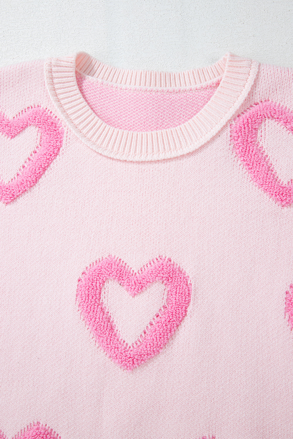 Pink Heart Shape Bubble Sleeve Baggy Sweater Sweaters JT's Designer Fashion