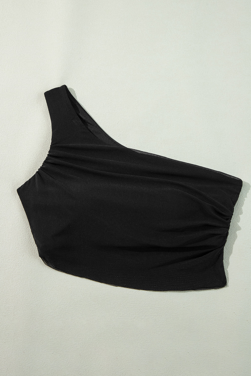 Black Pleated Mesh One Shoulder Bikini Top and Skirts Set Bikinis JT's Designer Fashion