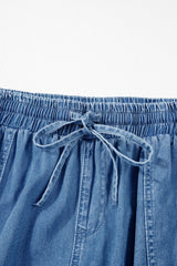 Dusk Blue Drawstring Waist Pocketed Plus Size Denim Joggers Plus Size Bottoms JT's Designer Fashion