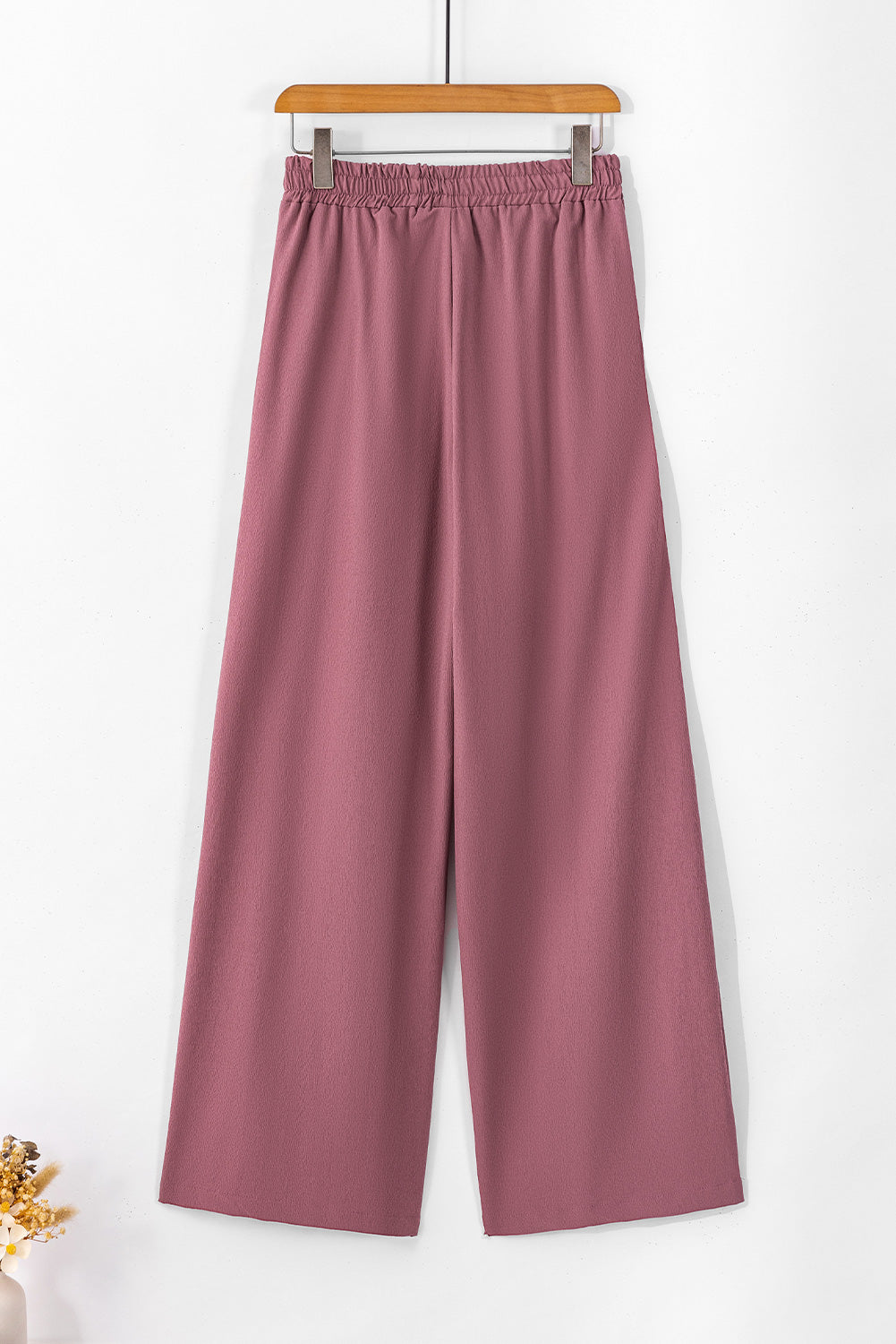 Rose Tan High Waisted Tie Front Side Pocket Wide Leg Flowy Casual Pants Pants & Culotte JT's Designer Fashion