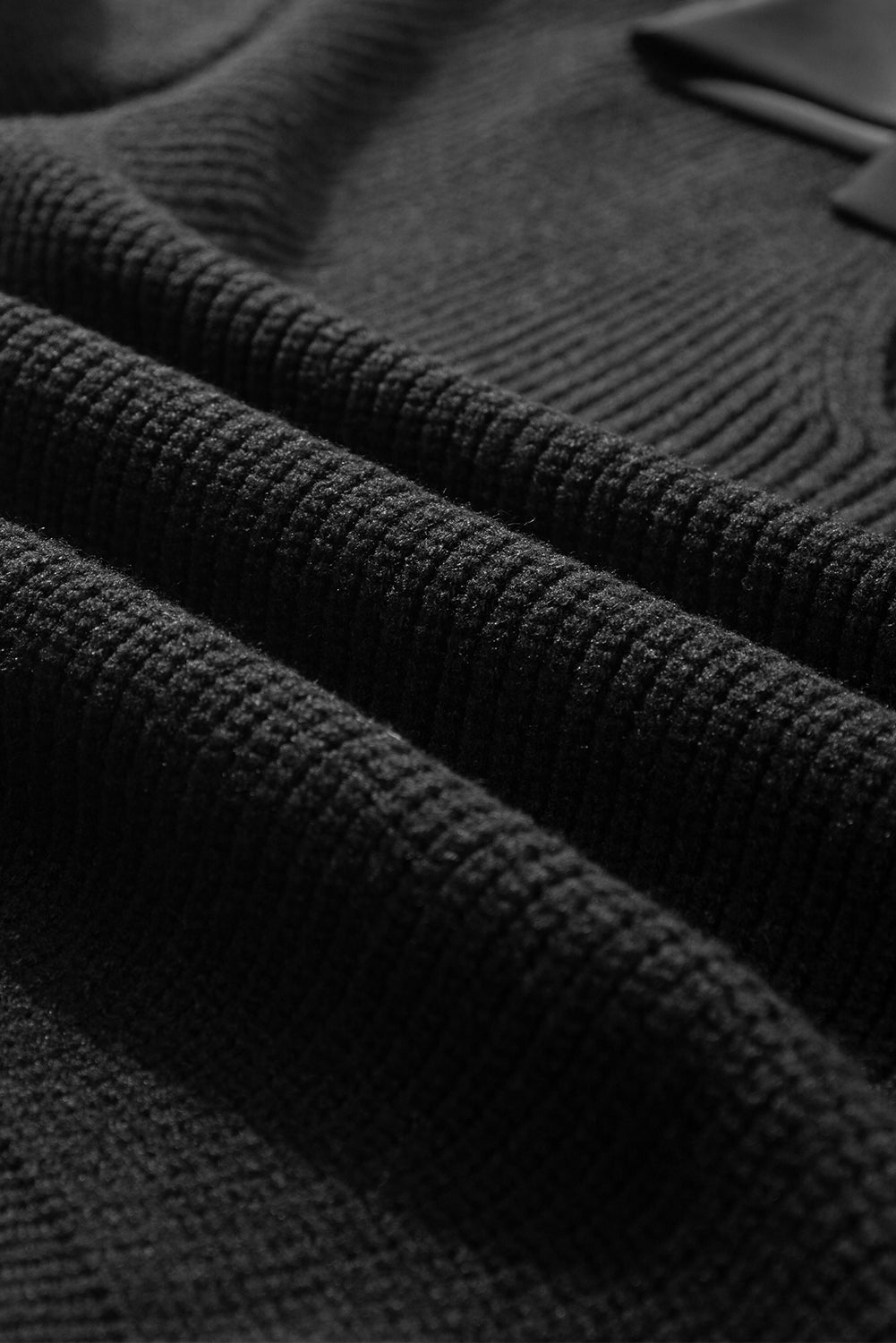 Black Lantern Sleeve V Neck Knot Back Sweater Sweaters JT's Designer Fashion