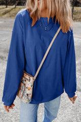 Dark Blue Ribbed Corduroy Oversized Sweatshirt Sweatshirts & Hoodies JT's Designer Fashion