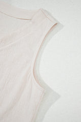 Apricot Buttoned V Neck Tank Top and Wide Leg Pants Casual Outfit Pant Sets JT's Designer Fashion