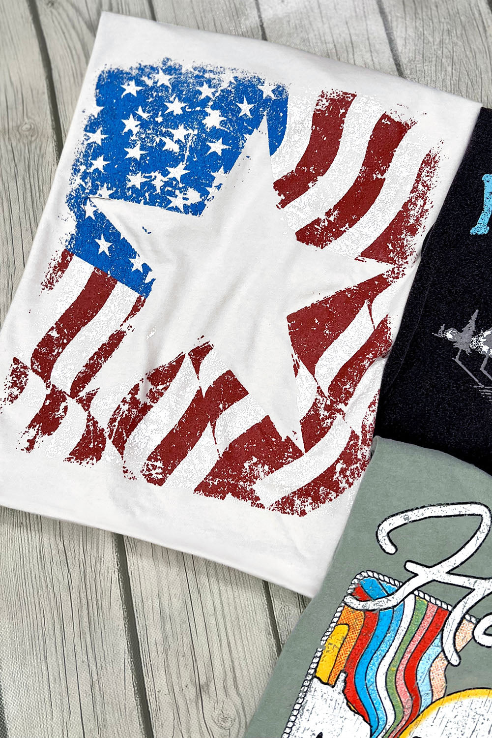 White American Flag Star Graphic Crew Neck T Shirt Graphic Tees JT's Designer Fashion
