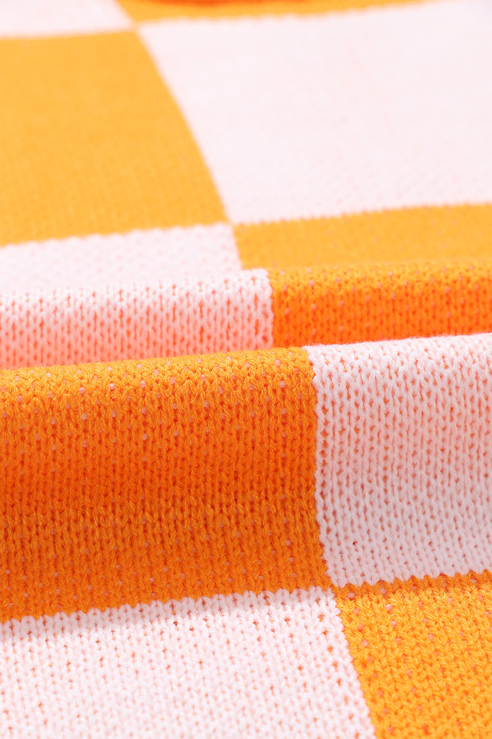 Orange Checkered Bishop Sleeve Sweater Sweaters & Cardigans JT's Designer Fashion