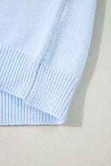 Beau Blue Flower Detail Knitted Notched Neck Sweater Sweaters JT's Designer Fashion