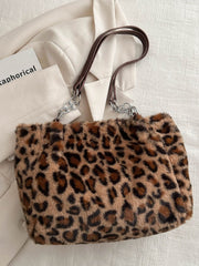 Faux Fur Leopard Shoulder Bag Shoulder Bags JT's Designer Fashion