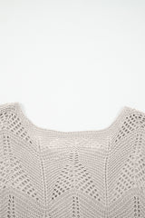 Seagrass Hollow Out Knit 7/8 Sleeve Casual Sweater Sweaters JT's Designer Fashion