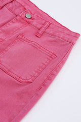 Pink Ankle-length Flare Leg Raw Hem Jeans Jeans JT's Designer Fashion
