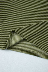 Moss Green Corded Buttons Placket Drop Shoulder Collared Shift Dress Mini Dresses JT's Designer Fashion