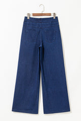 Sail Blue Medium Wash Straight Leg Loose Casual Jeans Jeans JT's Designer Fashion